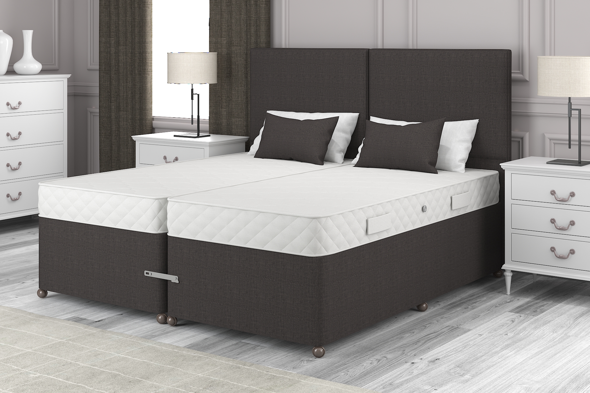 View 60 x 63 Super King Truffle Zip Link Jasmine Divan Set information