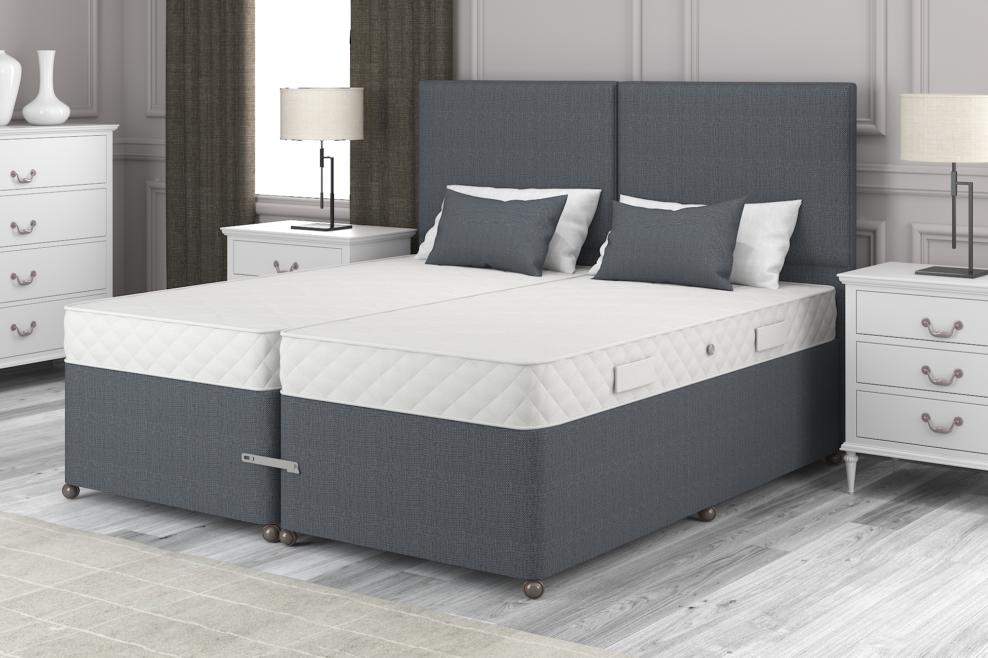 View 60 x 63 Super King Charcoal Zip Link Jasmine Divan Set information