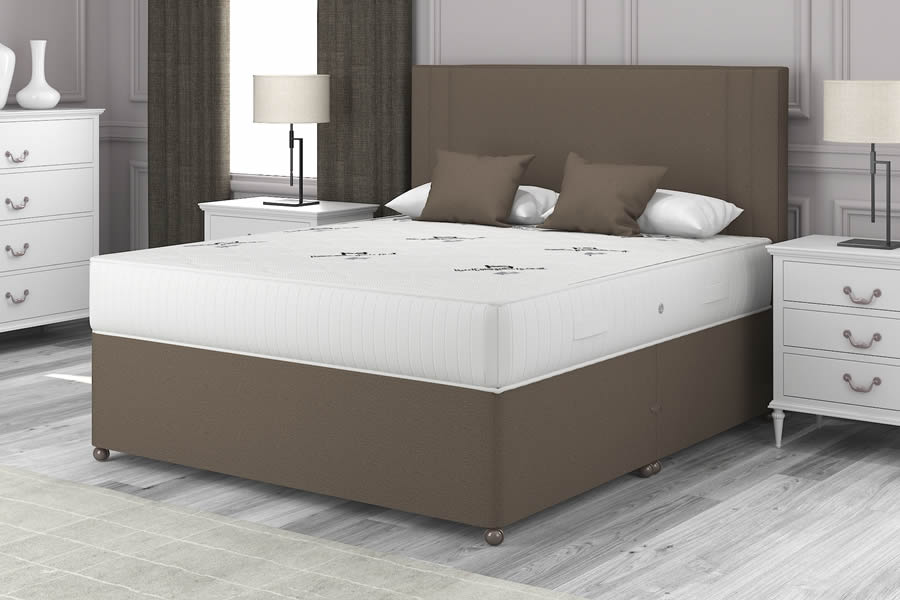 View Mocha Brown Contract Divan Bed 50 Kingsize Deep Mattress Chelsea information