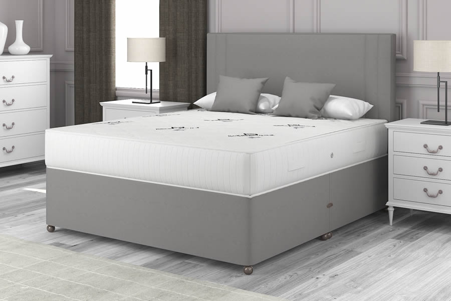 View Platinum Grey Contract Divan Bed 50 Kingsize Deep Mattress Chelsea information