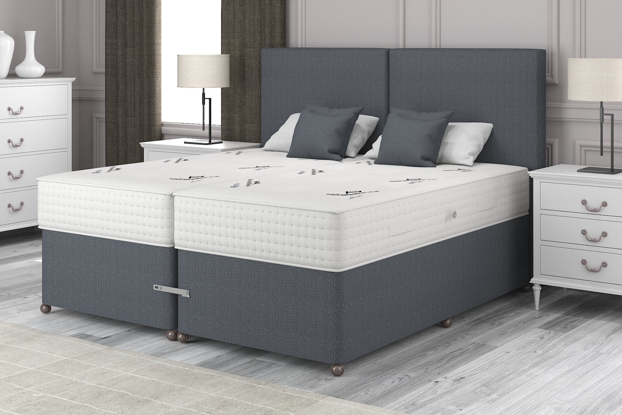 6'0'' Super King Grey Charcoal Zip & Link Divan Set Alure 1500