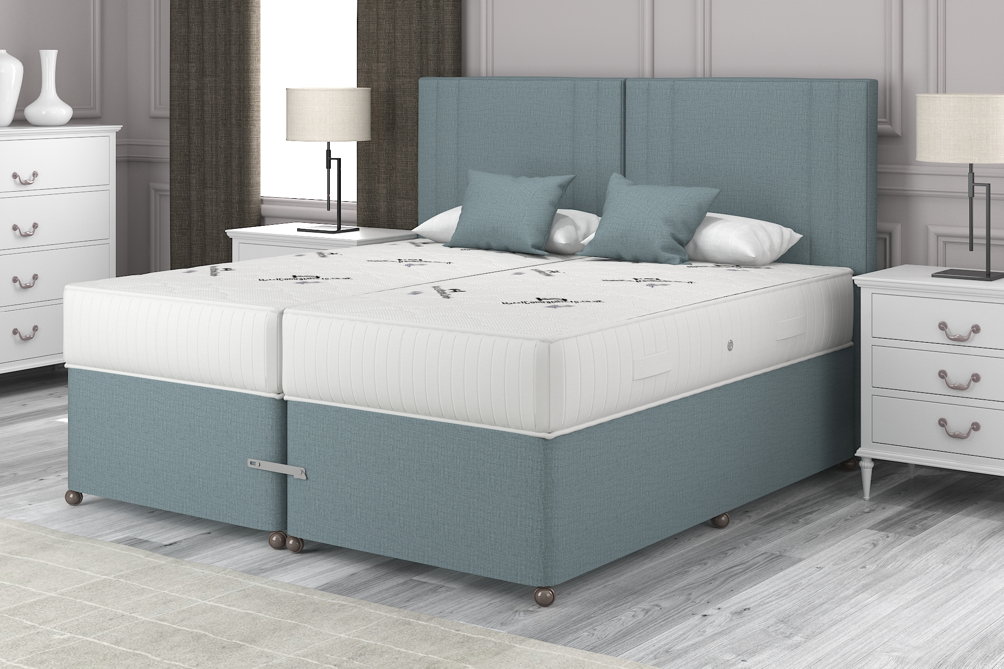 View 60 x 63 Super King Duckegg Zip Link Chelsea Divan Set information