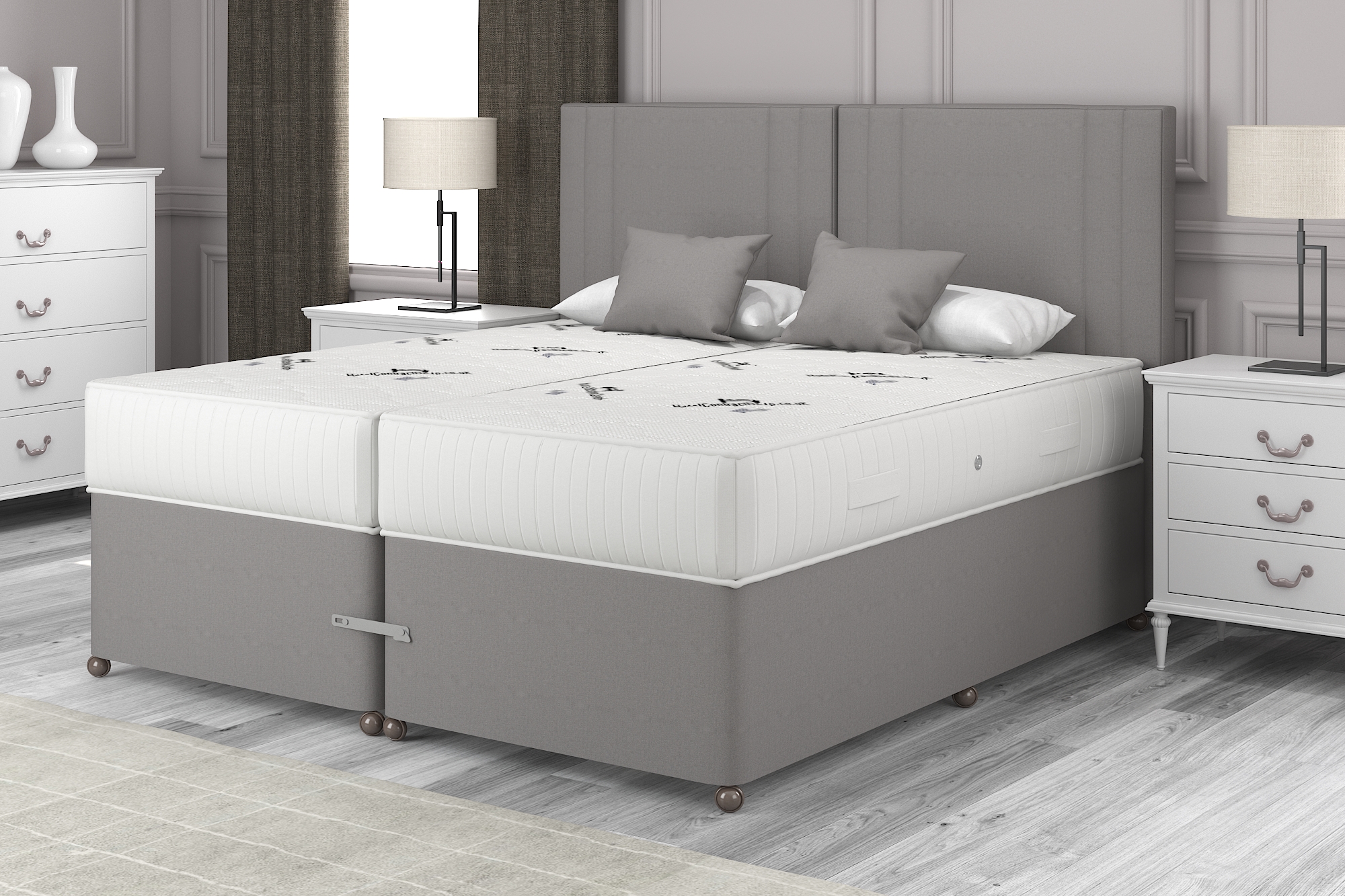 View 60 x 63 Super King Platinum Zip Link Chelsea Divan Set information