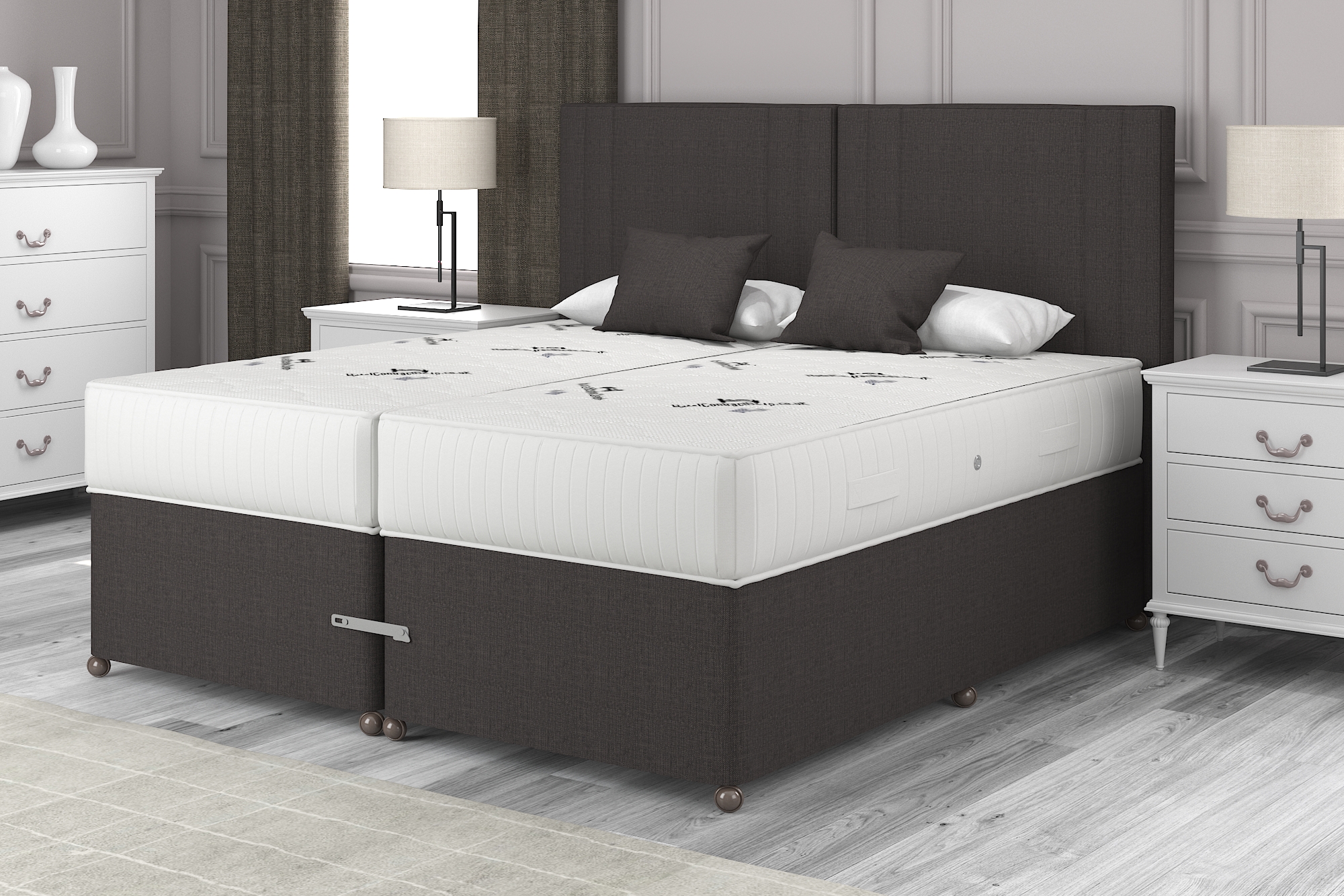 View 60 x 63 Super King Truffle Zip Link Chelsea Divan Set information