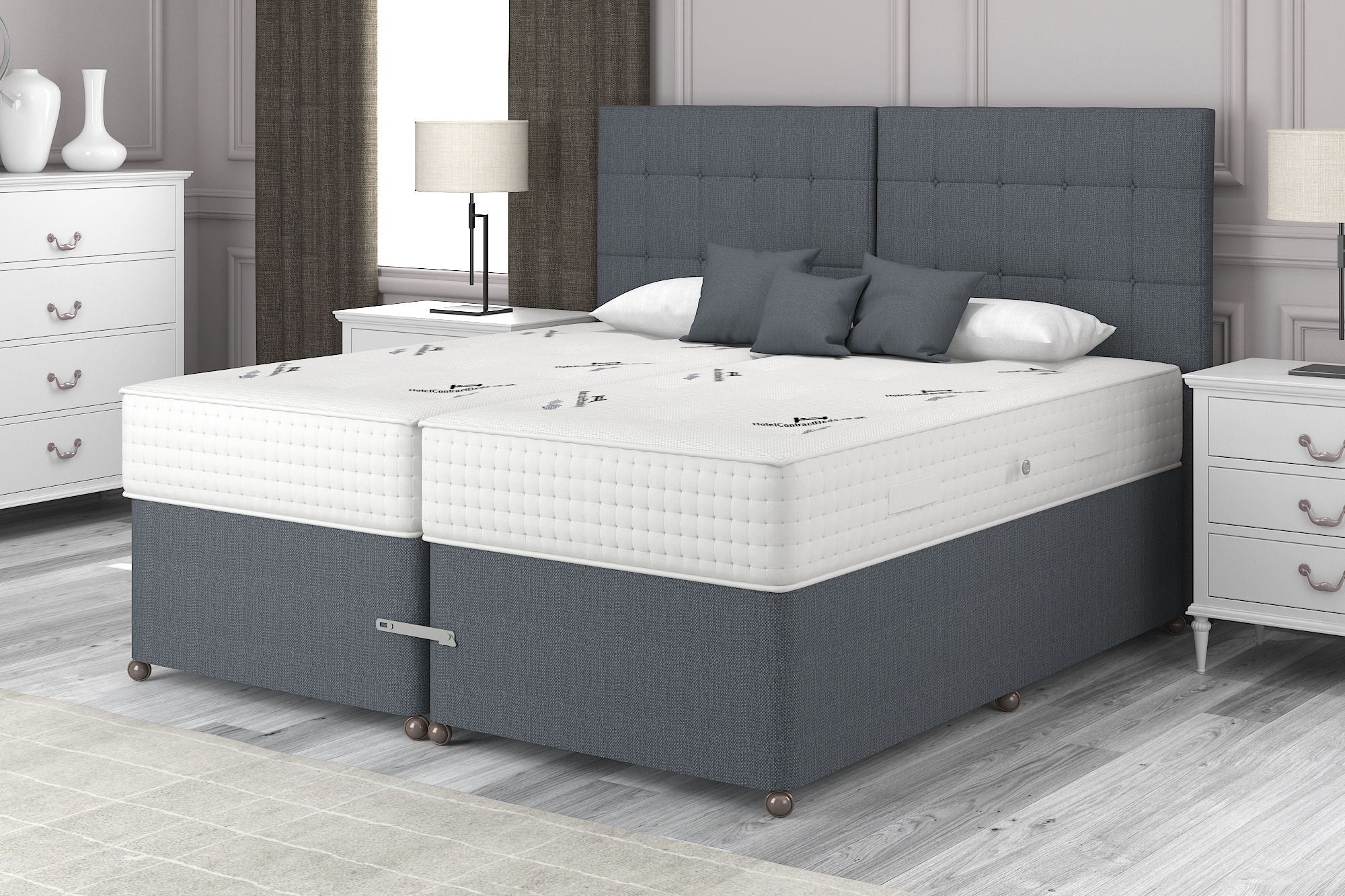 View 60 Super King Charcoal Grey Zip Link Divan Set Natural Choice 2000 information