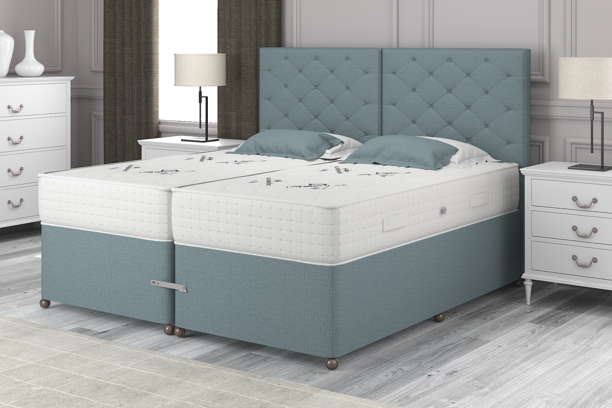 View 60 Super King Duckegg Light Blue Zip Link Divan Set Posture 2000 information