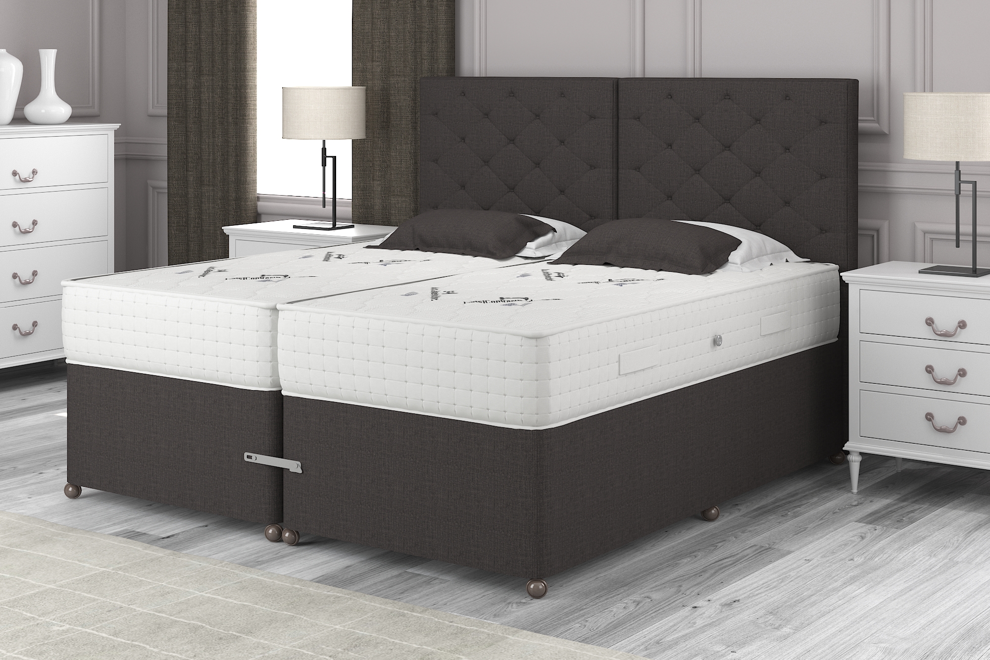 View 50 King Truffle Dark Brown Zip Link Divan Set Posture 2000 information