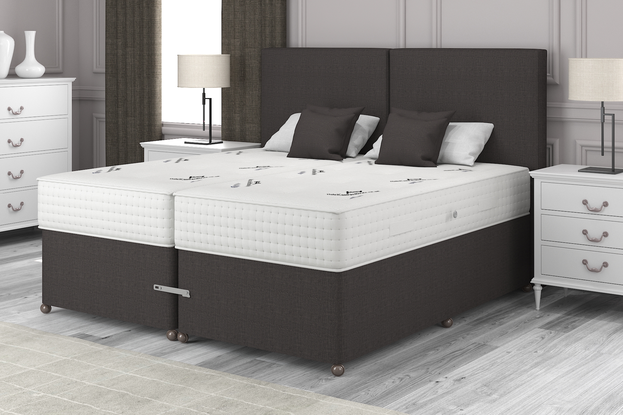 View 60 Super King Truffle Dark Brown Zip Link Divan Set OrthoComfort information