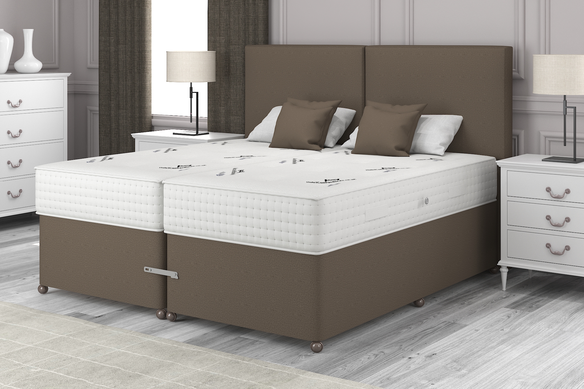 50 King Brown Mocha Zip Link Divan …