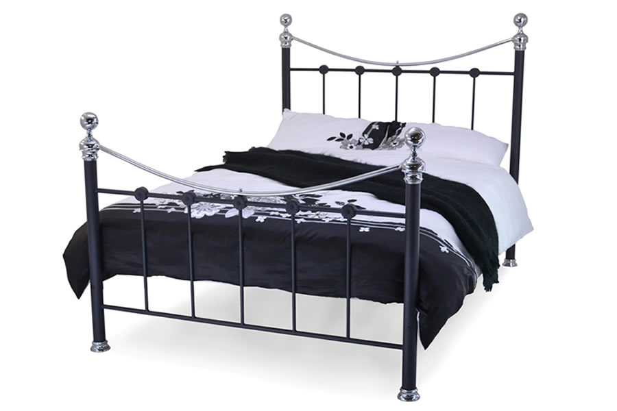 Metal Bed Frame With Finials 3 Sizes, Black Cast Iron King Size Bed Frame