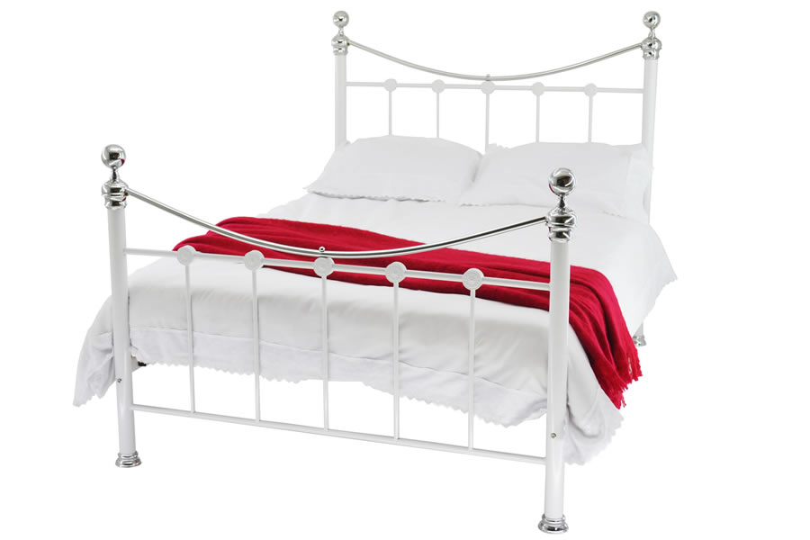 View Contract Commercial Antique Style Metal Bed Frame Available In 4 Sizes Available In Painted Black Or White Finish Steel Heavy Duty Mesh Frame Ba information