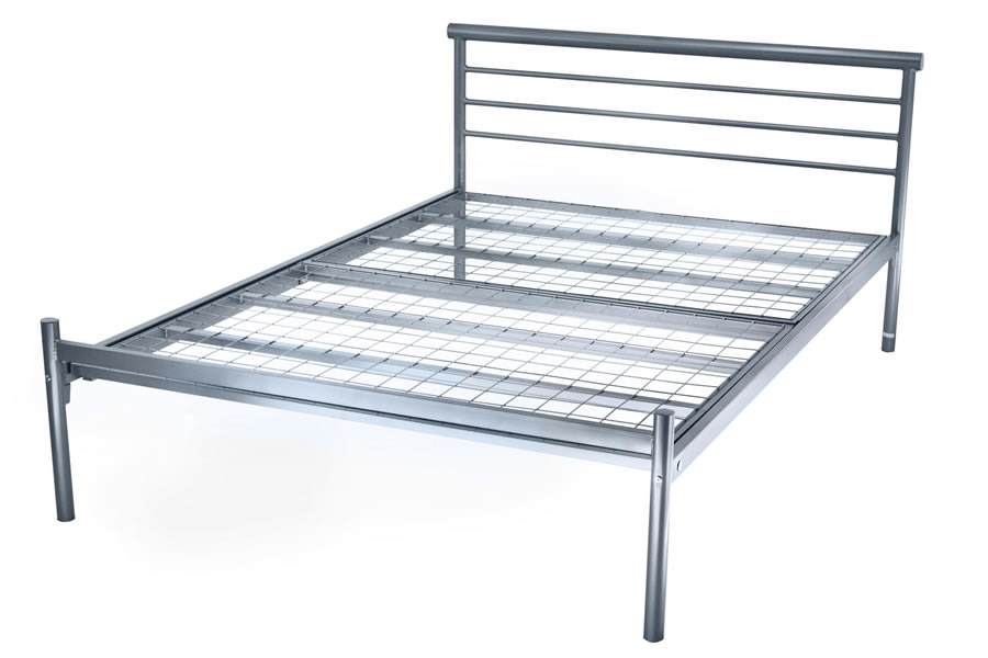 Metal Contract Student Bed Silver, Metal Bed Frame Double