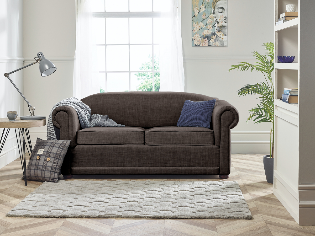 View Brown Fabric Contract 3 Seater Sofabed New York information