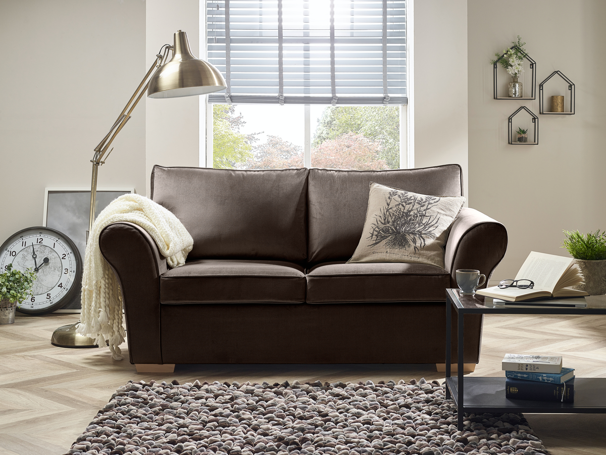 View Brown Fabric Contract 3 Seater Sofabed New England information