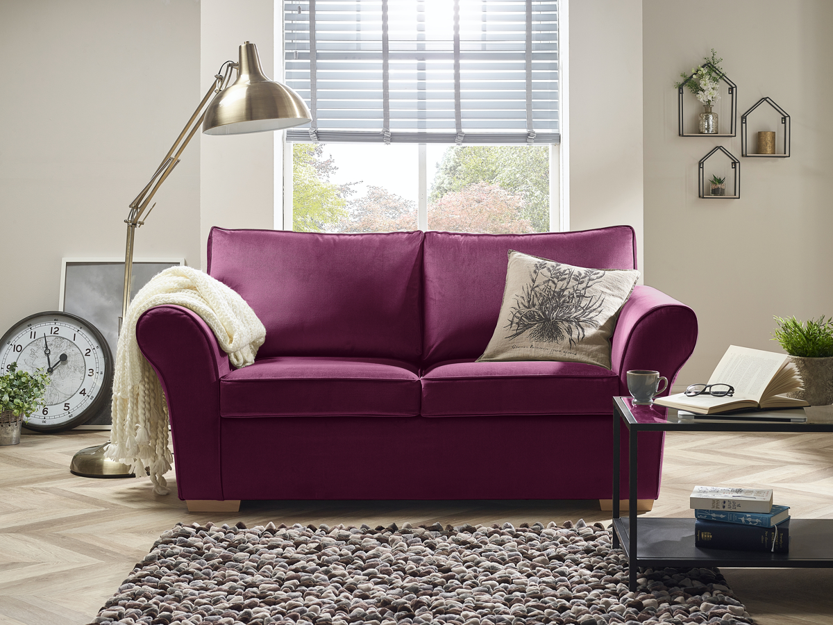 View Fushia Fabric Contract 3 Seater Sofabed New England information