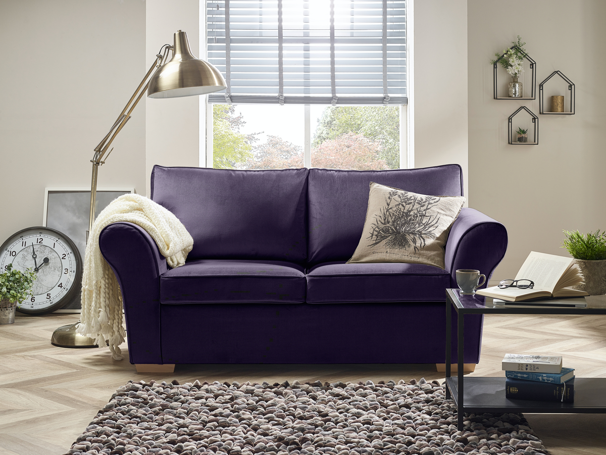 View Purple Fabric Contract 3 Seater Sofabed New England information
