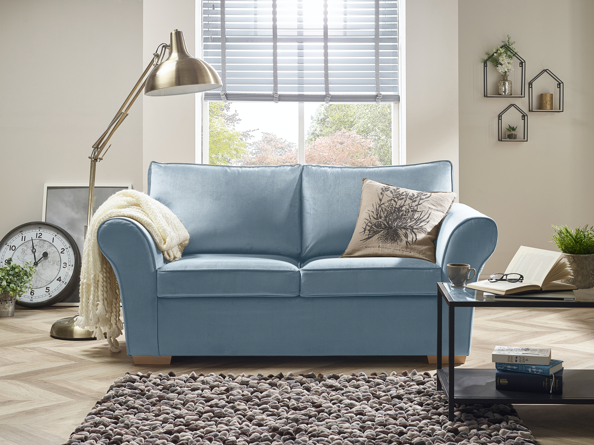 View Skyblue Fabric Contract 2 Seater Sofabed New England information