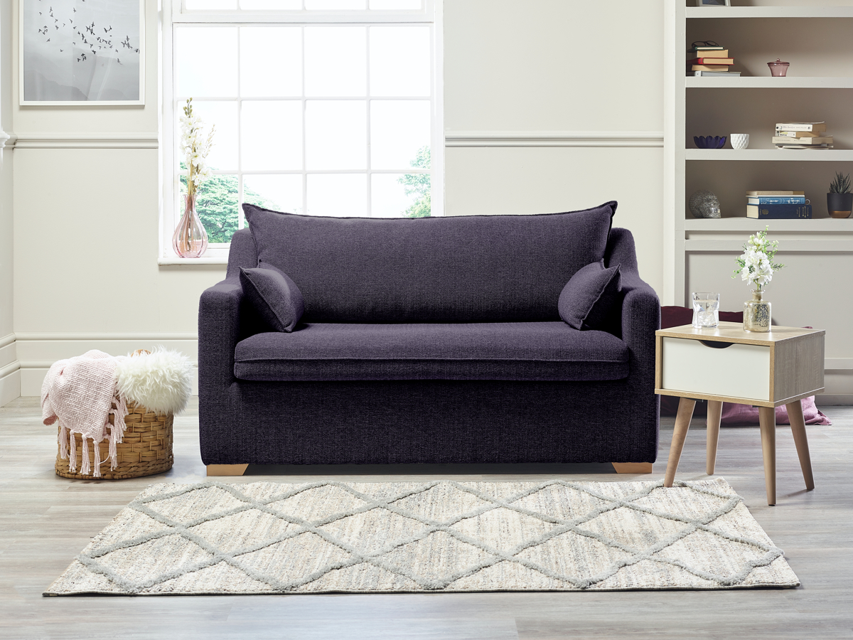 View Purple Fabric Contract 3 Seater Sofabed Alaska information