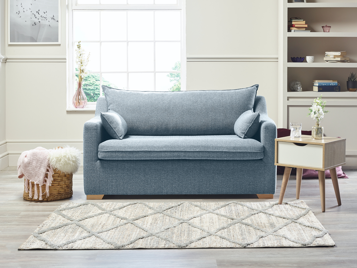 View Skyblue Fabric Contract 2 Seater Sofabed Alaska information
