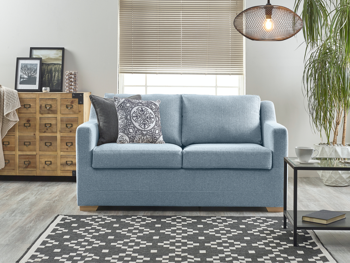 View Skyblue Fabric Contract 3 Seater Sofabed Seattle information