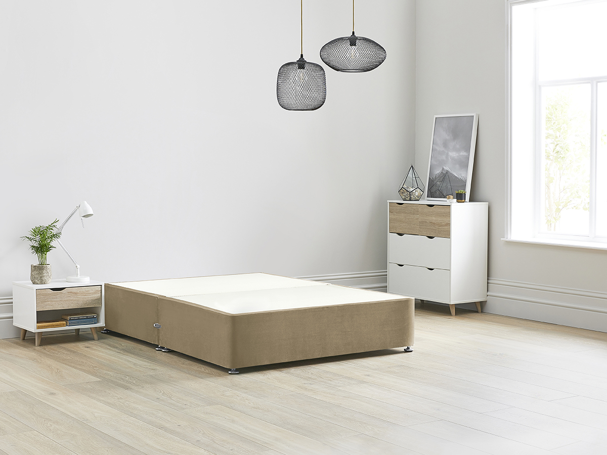 View Reinforced Divan Bed Base 50 King Slate Brown Heavy Duty Solid 18mm Sides Top Base 16 41cm Base Height information