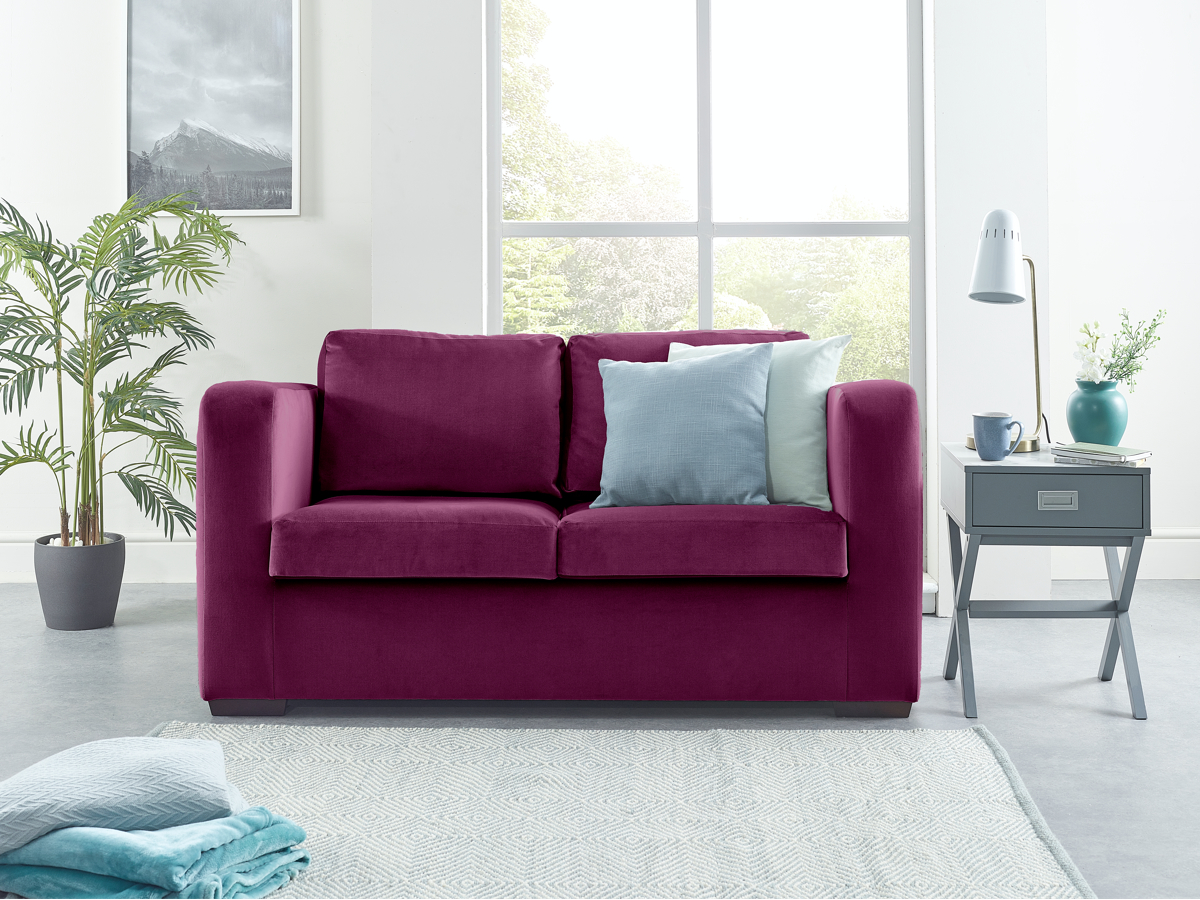 View Fushia Fabric Contract 3 Seater Sofabed Denver information