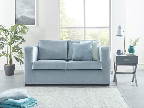 Denver Fabric Sofabed - 2 Seater Skyblue 
