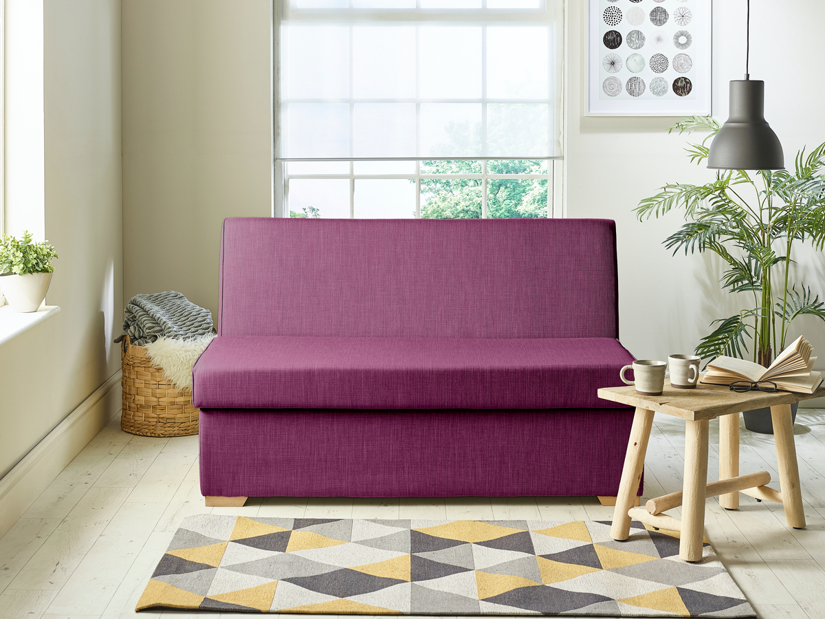 View Fushia Fabric Contract 3 Seater Sofabed Detroit information