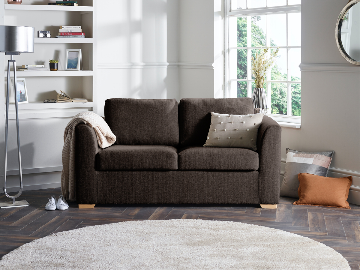 View Brown Fabric Contract 2 Seater Sofabed London information