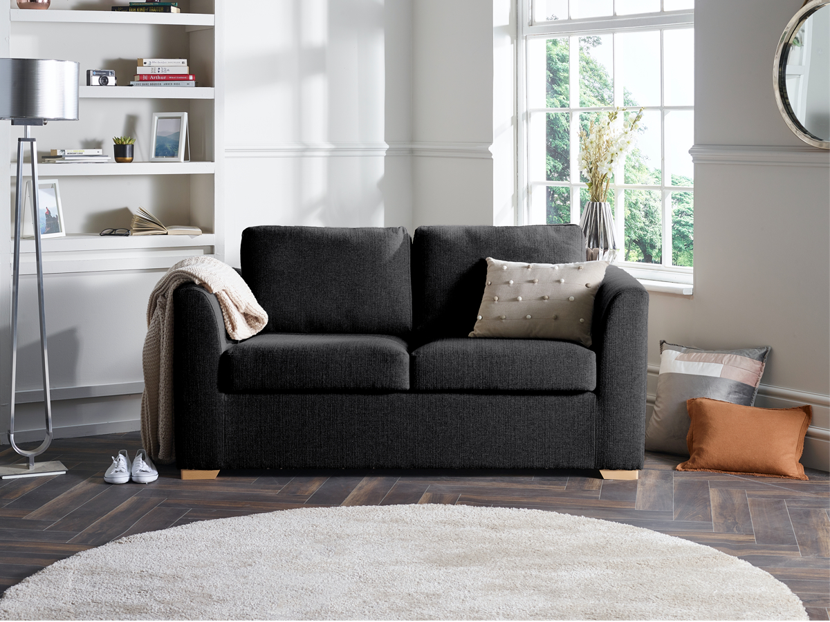 View Charcoal Fabric Contract 3 Seater Sofabed London information