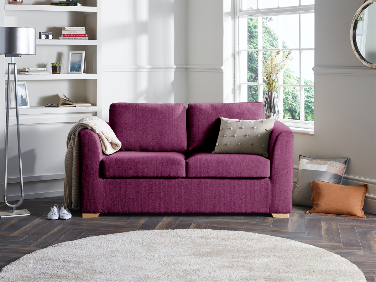 View Fushia Fabric Contract 3 Seater Sofabed London information