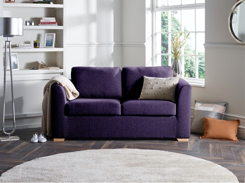 London Fabric Sofabed - 2 Seater Purple 