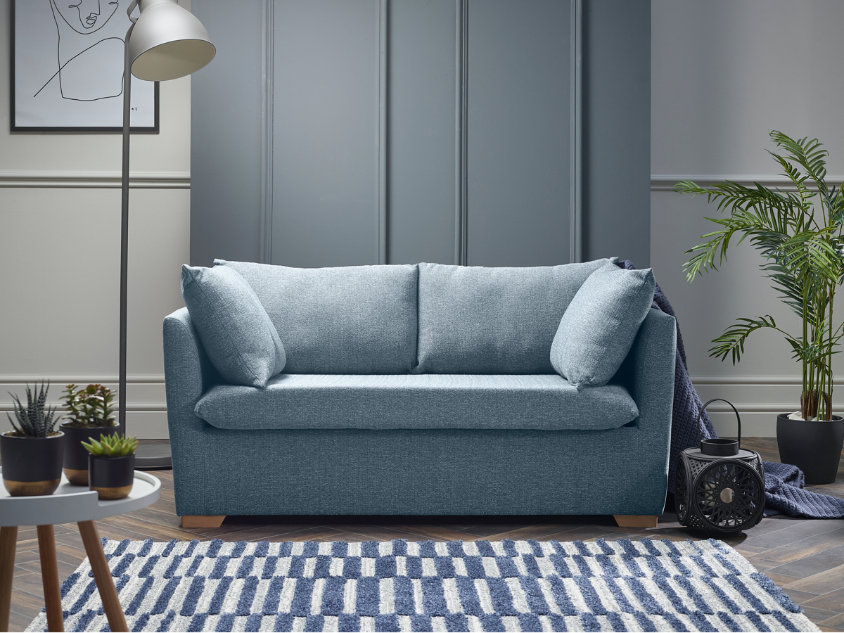 View Skyblue Fabric 3 Seater Contract Sofabed Venice information