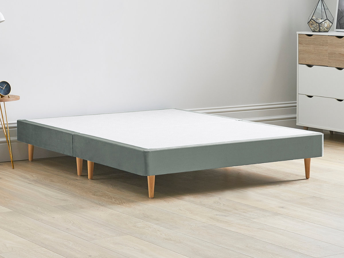 View 12 High Divan Bed Base On Wooden Legs 40 Small Double Platinum Grey Solid Sides Ends Beech Tapered Wooden Leg information