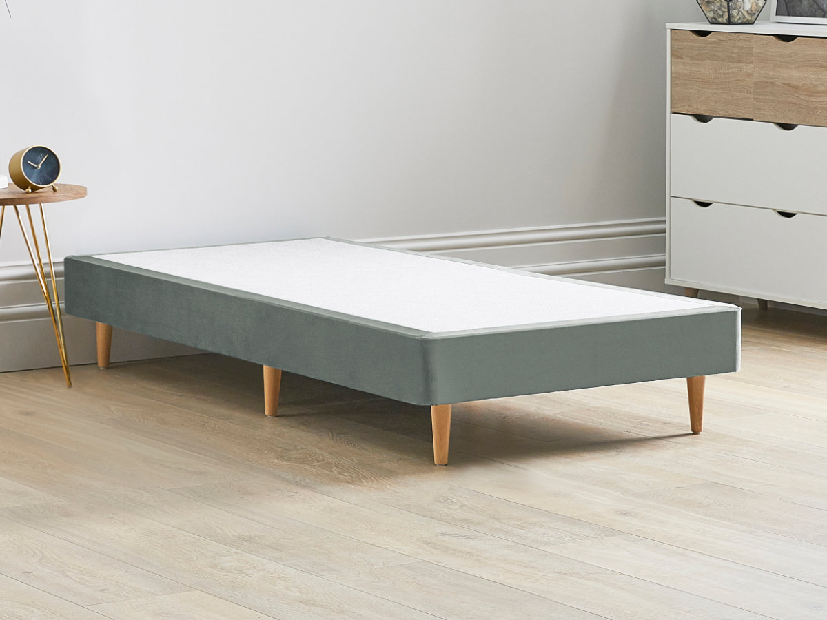 View 12 High Divan Bed Base On Wooden Legs 30 Single Platinum Grey Solid Sides Ends Beech Tapered Wooden Leg information