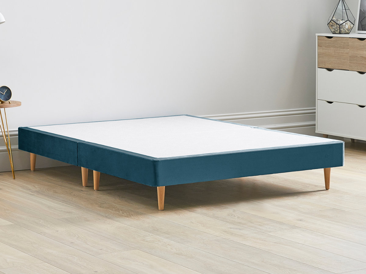 View 12 High Divan Bed Base On Wooden Legs 40 Small Double Duckegg Blue Solid Sides Ends Beech Tapered Wooden Leg information