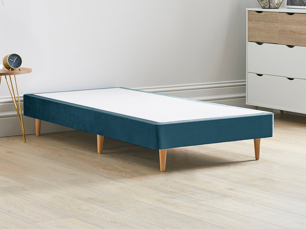 View 12 High Divan Bed Base On Wooden Legs 26 Small Single Duckegg Blue Solid Sides Ends Beech Tapered Wooden Leg information