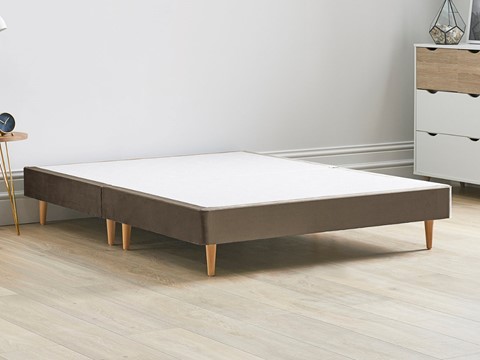 Divan Contract Bed Base On Wooden Legs - 4'6'' x 6'3'' Double Mocha 