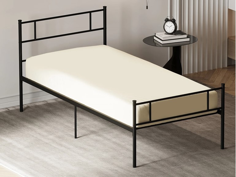 Black Metal Contract Student Bed, Single Metal Bed Frame Dimensions