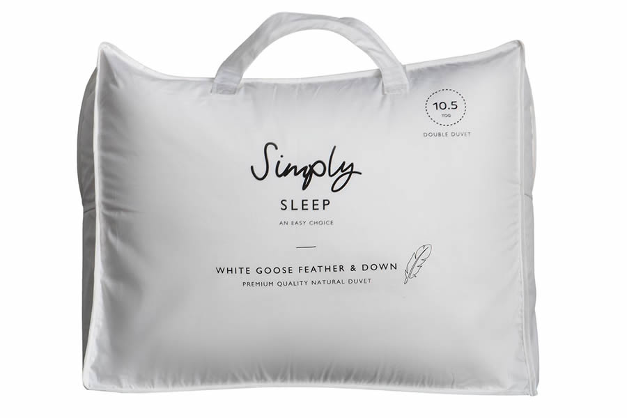 View 46 Double Premium Quality White Goose Feather Down Duvet 105 Tog Natural Filling With 100 Cotton 210 Thread Count Percale Piped Case information