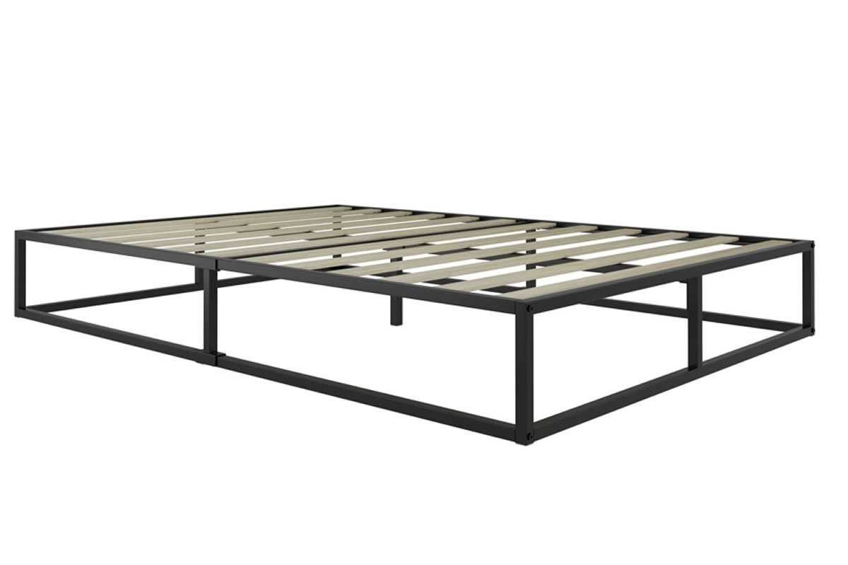 View 50 King Size Contract Student Black Robust Metal Frame Platform Storage Bed Base Solid Wood Slatted Top Complete Under Bed Storage Soho information