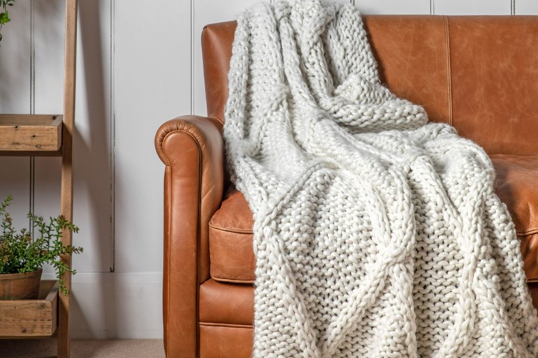 Cable Knitted Diamond Throw