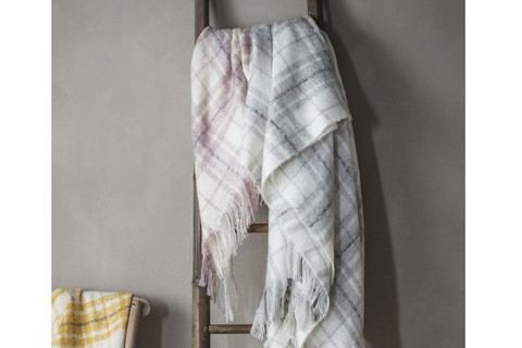 Check Faux Mohair Throw - Grey
