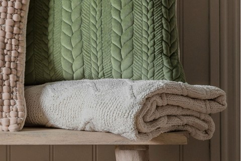 Chenille Knitted Cable Throw