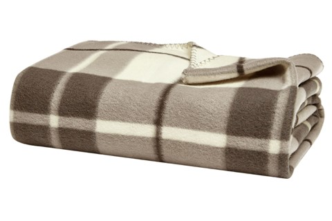 Checked Fleece Blanket - Natural Small 