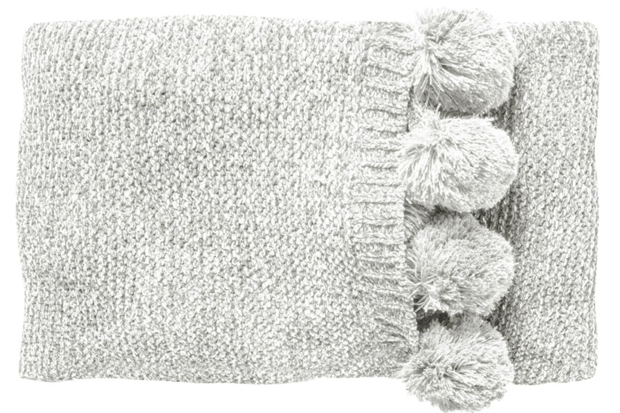 Knitted Pom Pom Throw