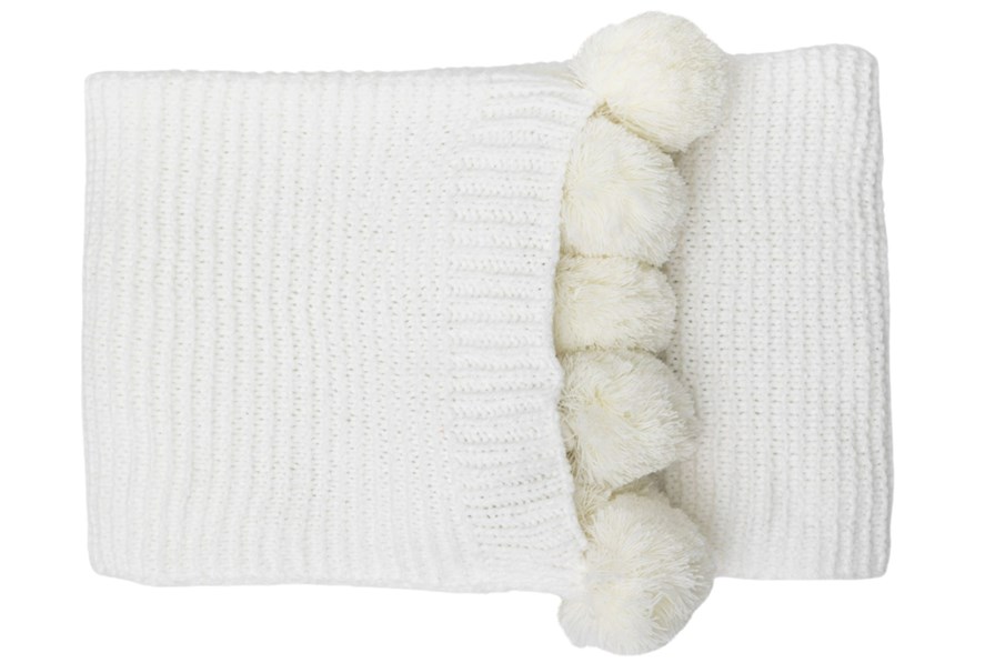 Knitted Pom Pom Throw
