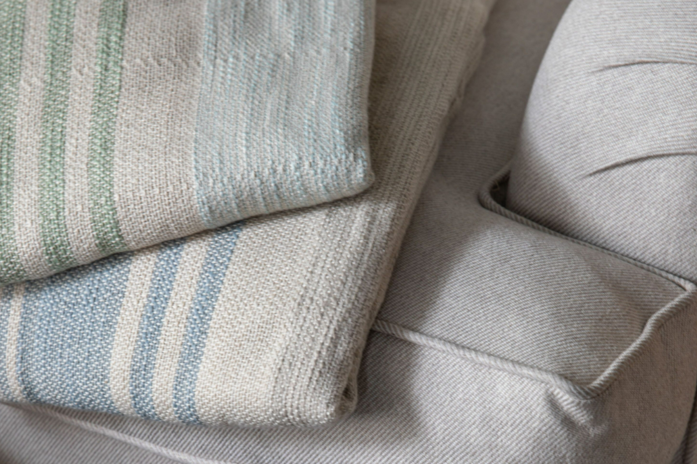 Linen Stripe Fabric / Green