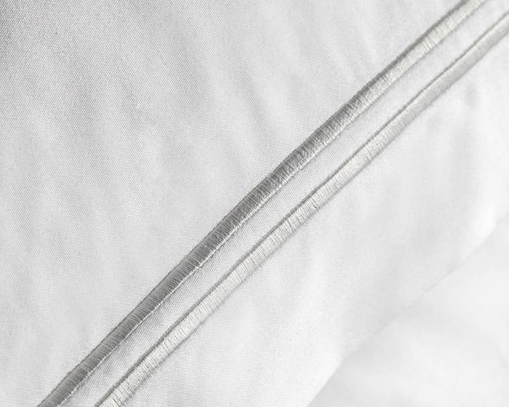 View White Cotton Knightsbridge Set Of 2 Cotton Oxford Pillowcases 100 Cotton And 500 Thread Count Matching Duvet Available Silver Stitched Detail information