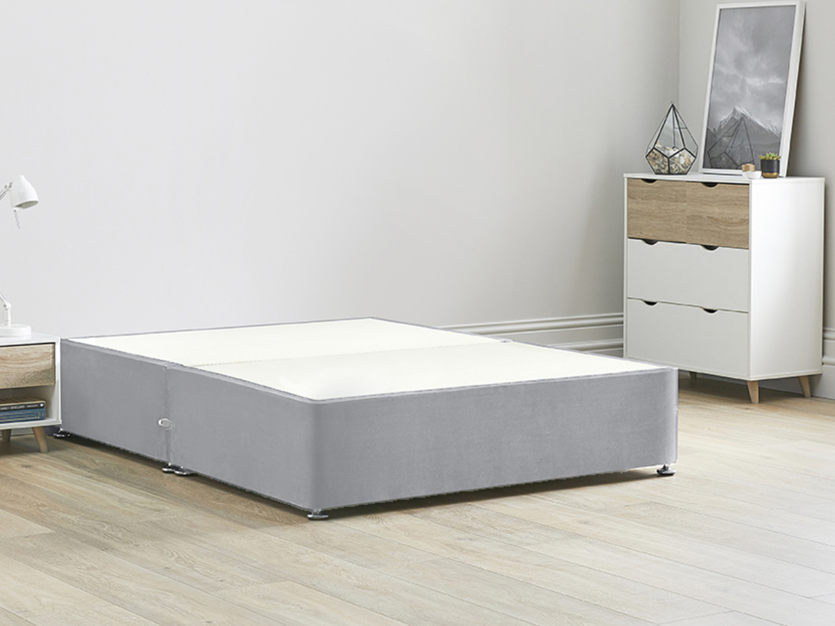 View Reinforced Divan Bed Base 40 Small Double Grey Heavy Duty Solid 18mm Sides Top Base 16 41cm Base Height information